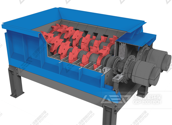 雙軸撕碎機結構圖
