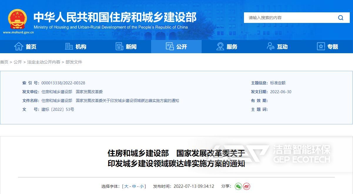 《城鄉(xiāng)建設(shè)領(lǐng)域碳達峰實施方案》